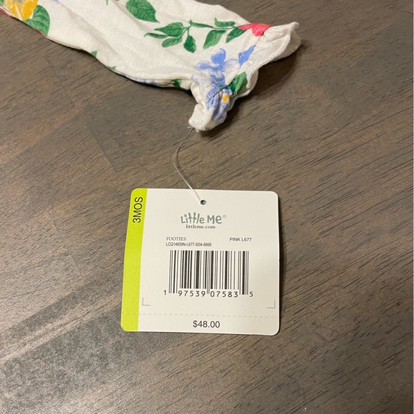 🌸 NEW! • Little Me • Bamboo Zipper Footie Sleepers | Size: 3 months - Picture 4 of 7